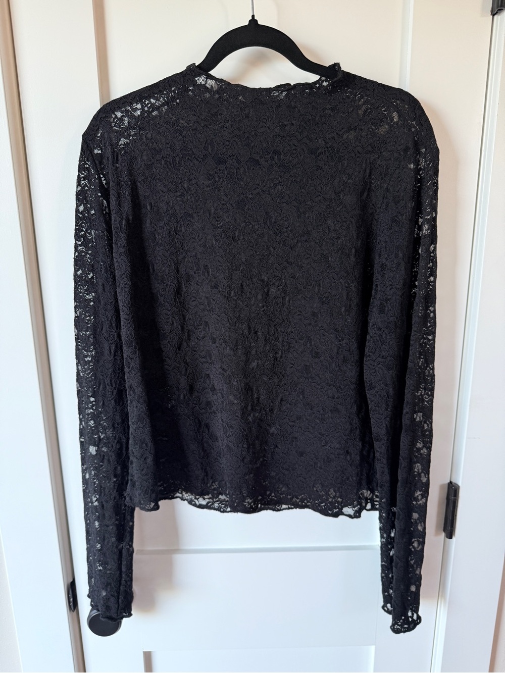 NEW Dressed in Lala Black Lace Mockneck Top 2X